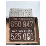 Vintage 1933 & 1937 Indiana License Plates
