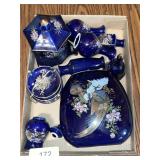 Cobalt Blue Vases, Jar, Mini Plates & Vase