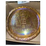 Vintage Amber Glass Independence Hall Plate