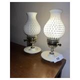 (2) White Milk Glass Dresser Lamps