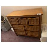 Wicker Seven Drawer Accent Table