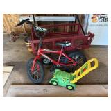 Child's Bicycle & Plastic Push Toy