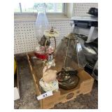 Oil Lamp + (2) Small Decorative Lamps