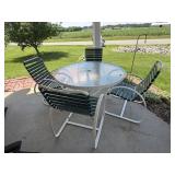 Patio Glass Top Table w/ (4) Chairs