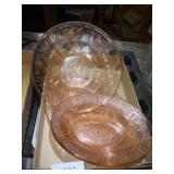 PInk Depression Platter & (3) Serving Bowls
