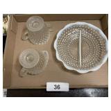 Fenton-Like White Frosted Hobnail Cream/Sugar &
