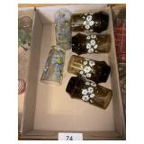 (4) Smoke Colored Glasses w/ Daisies +