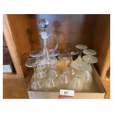 Etched Decanter w/ (6) Matching Goblets +