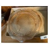 (2) Pink Depression Cake Plates