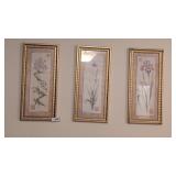 Wall Art Trio w/ Floral Design