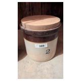 Stoneware Jar 2 Gallon w/ Handmade Wooden Top, *
