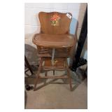 Vintage Wood High Chair w/ Mushroom & Elf Decals