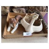 Swan Planter & Collie Dog Figurine