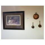 Wall Art + (3) Copper Knick Knacks