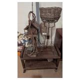 Small Rolling Cart, Decorative Birdhouse &