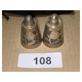 Glass Silver Encased .925 Salt & Pepper Shakers