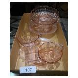 (8) Pink Pieces of Glassware