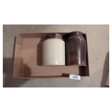 (2) Stoneware Jars -**