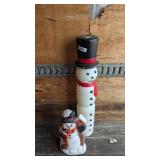 Vintage Blown Plastic Light-Up Snowman &