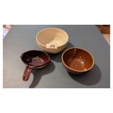(2) Small Stoneware Bowls + Gravy Bowl