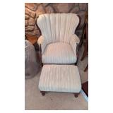 Upholstered Chair w/ Footstool