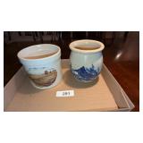 (2) Pottery Utensil Holders