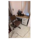 Metal Desk w/ Wood Laminate Top & Chair