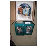 Christmas Lighted Plate & (2) Musical Figurines