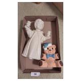 Ceramic Angel Candle Holder & Teddy Bear Bank