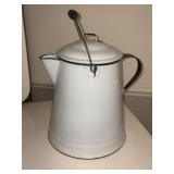 White Enamel Campfire Coffee Pot -**