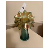 Carnival Glass Teal Green Vase