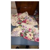 Vintage Barkcloth Floral Drapery Curtain Panels