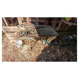 Primitive Homemade Table From Sewing Machine Base
