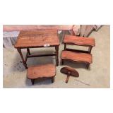 Wooden Small Table, Shelves & Stools.