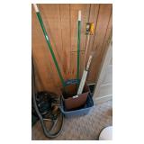 Small Tote w/ Lid, Wastebasket & Brooms +