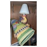 Rooster Lamp, Rug & Candle
