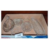 Glass Swan Dish, Relish Plate &