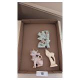 Pink Vintage Cow Figurine, Small Vase, &