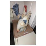 (2) Resin Figurines Rooster & Hen