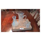 Crystal Pitcher w/ (4) Matching Glasses +