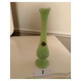 Fenton Frosted Green Vase