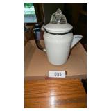 White Enamelware Coffee Pot