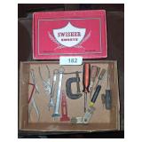 Wrenches, Screwdrivers, Vintage Cigarette Box &