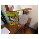 Tin Mickey Mouse Trash Can & Other -**