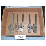 (5) Small Pipe Wrenches