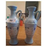(2) 1961? Jim Beam Blue Milk Glass Decanter -**