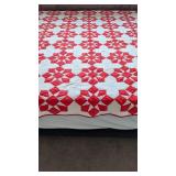 Bold Red Hand Quilted Vintage Quilt