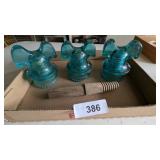 (3) Glass Insulators w/ Mouse-style Ears