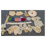 Small Crocheted Doilies, Glass Covers, Bookmark, +