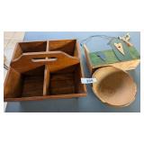 Wood Caddy, Pottery Bowl, Home Decor